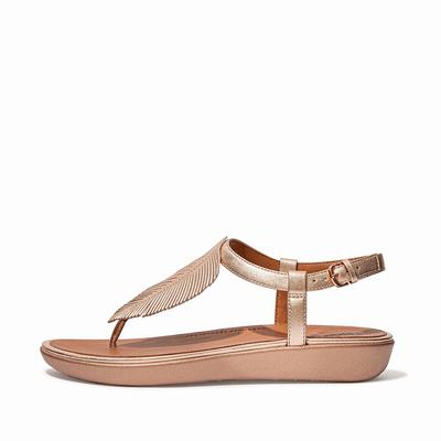 Fitflop Tia Feather Metallic Leather Back-Strap - Sandalen Damen - Rosa Gold (BSQ839475)